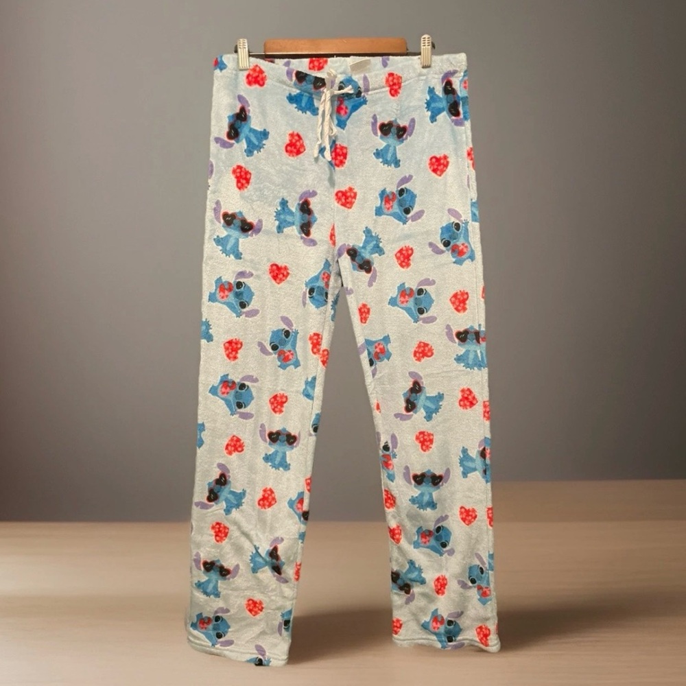 Disney Stitch Light Blue Pajama Pants XL Lilo & Stitch Adult ,valentines,hearts
